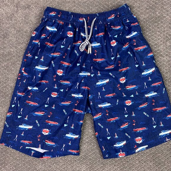 Peter Millar Seaside Collection Swim Trunks Shorts Men's Small Boats Yachts blue - Picture 1 of 11